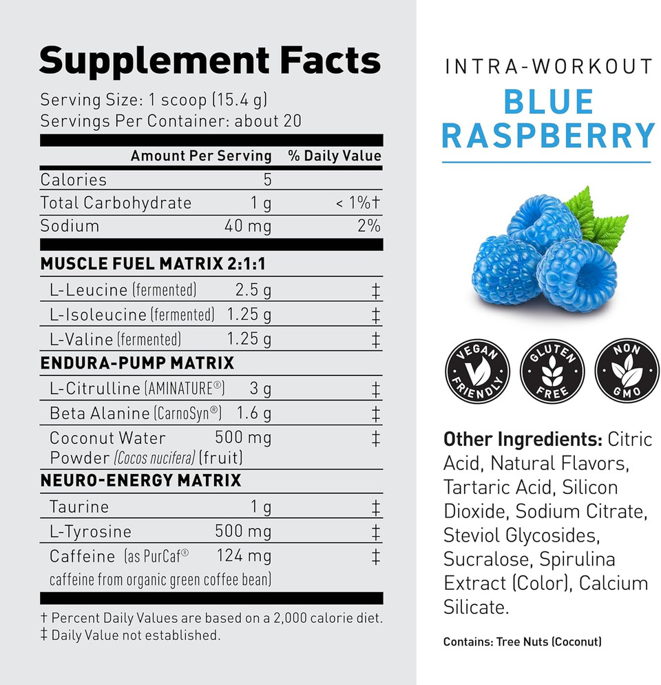 Kaged Intra-Workout Powder | In Bcaas, L-Citrulline & Beta-Alanine For Endurance | 124Mg Organic Purcaf® Caffeine | Coconut Water Powder | 20 Servings | Cherry Limeade