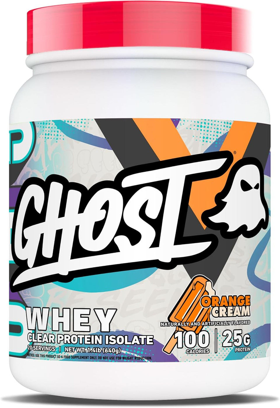 Ghost Clear Whey Isolate Protein Powder, Orange Cream - 1.4 Lb Tub, 25G Of Whey Protein - Post Workout Drink For Muscle Gain & Recovery  Sugar Free, Soy Free & Zero Fat, 20 Servings