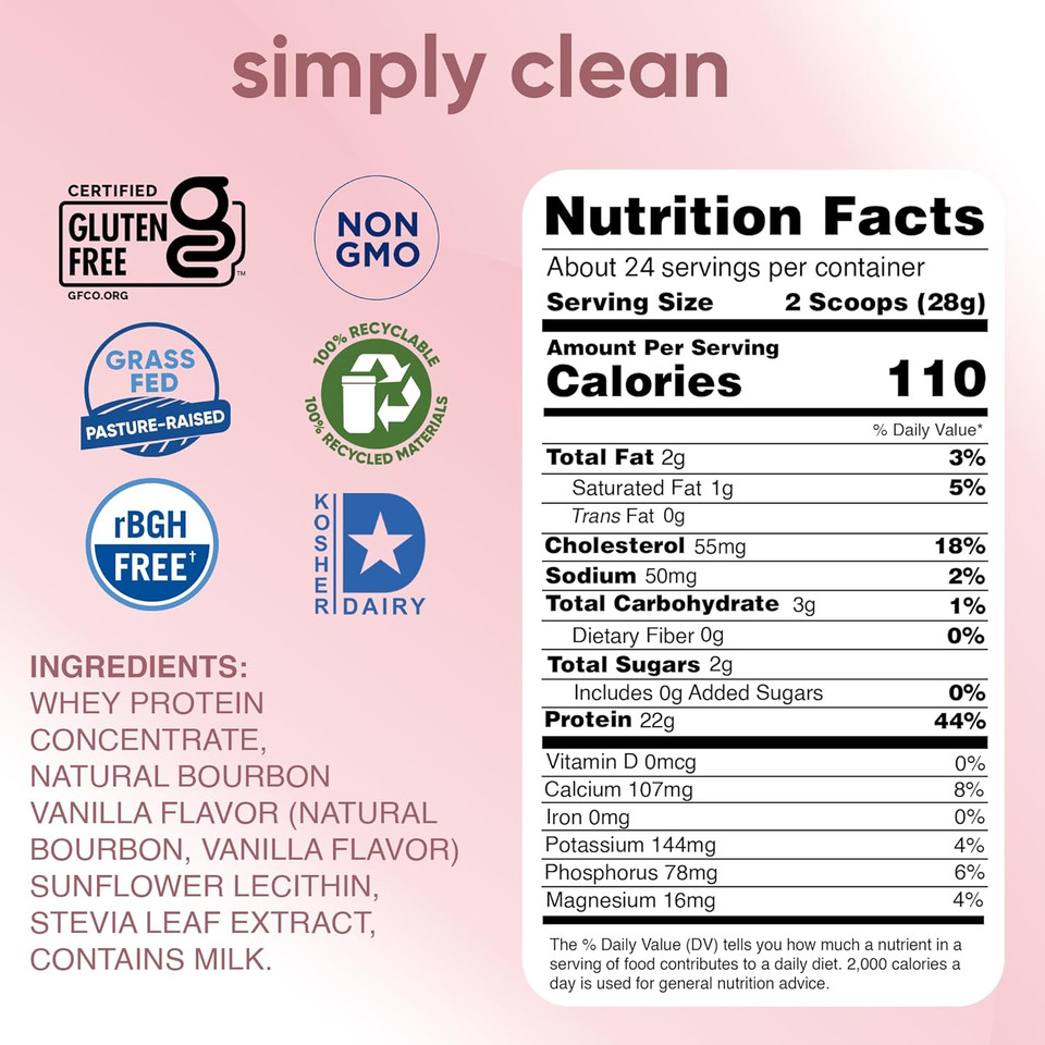 Simply Tera'S Pure Whey Protein Powder - Grass Fed Whey Protein Powder, Clean Protein Powder, Natural Protein Powder With Whey Protein, Unflavored Protein Powder, Non-Gmo, Kosher, Unsweetened - 12 Oz