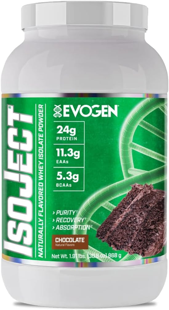 Evogen Isoject Naturals - Whey Protein Isolate | Naturally Flavored, Ultra-Pure Whey Protein Powder With Ignitor Enzymes, Bcaas, And Eaas | Enhanced Absorption & Recovery | Chocolate | 28 Servings