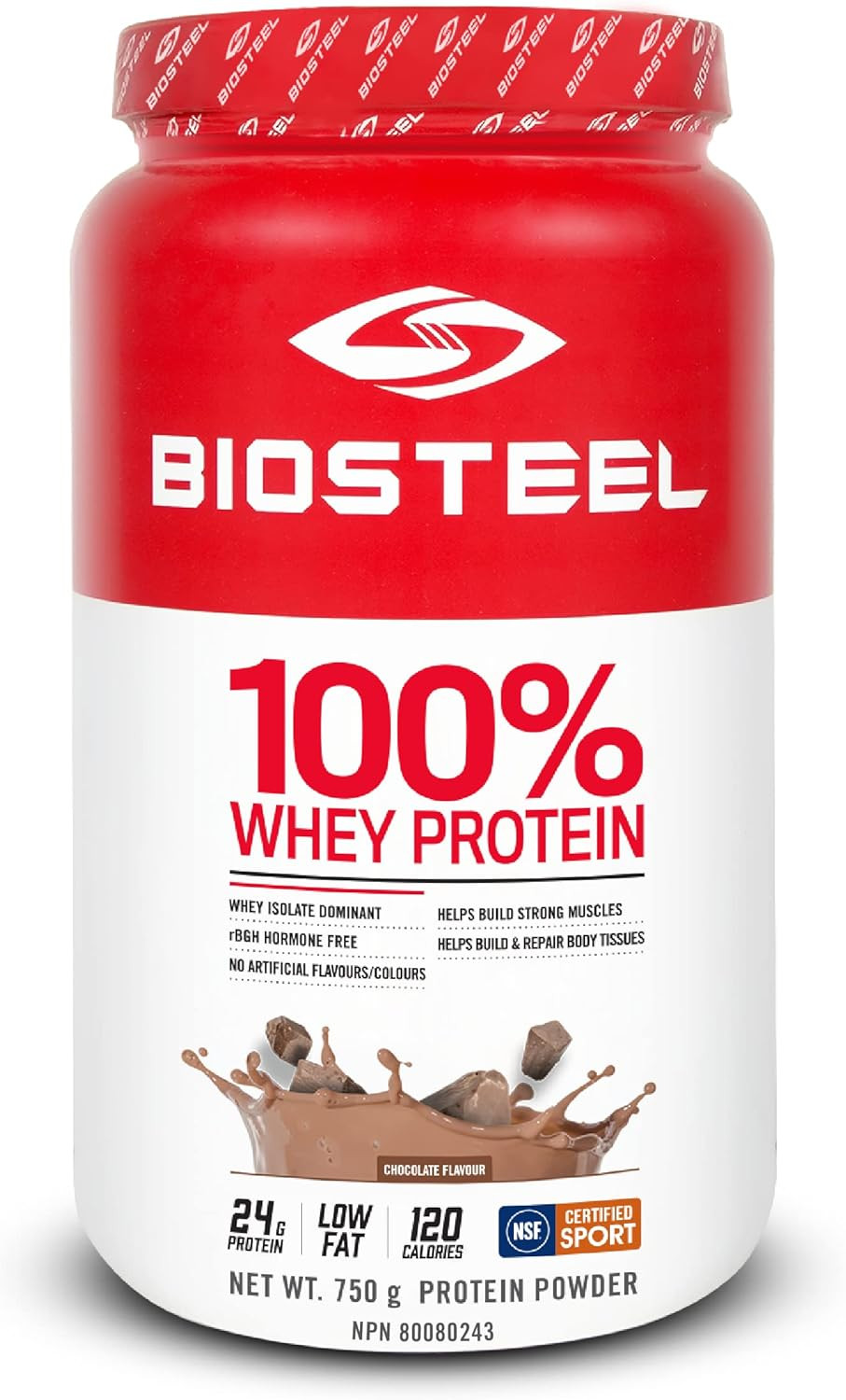 Biosteel Sports 100% Whey Protein Powder Supplement, Rbgh Hormone Free & Non-Gmo Post Workout Formula, Chocolate, 25 Servings, 25.5 Ounces