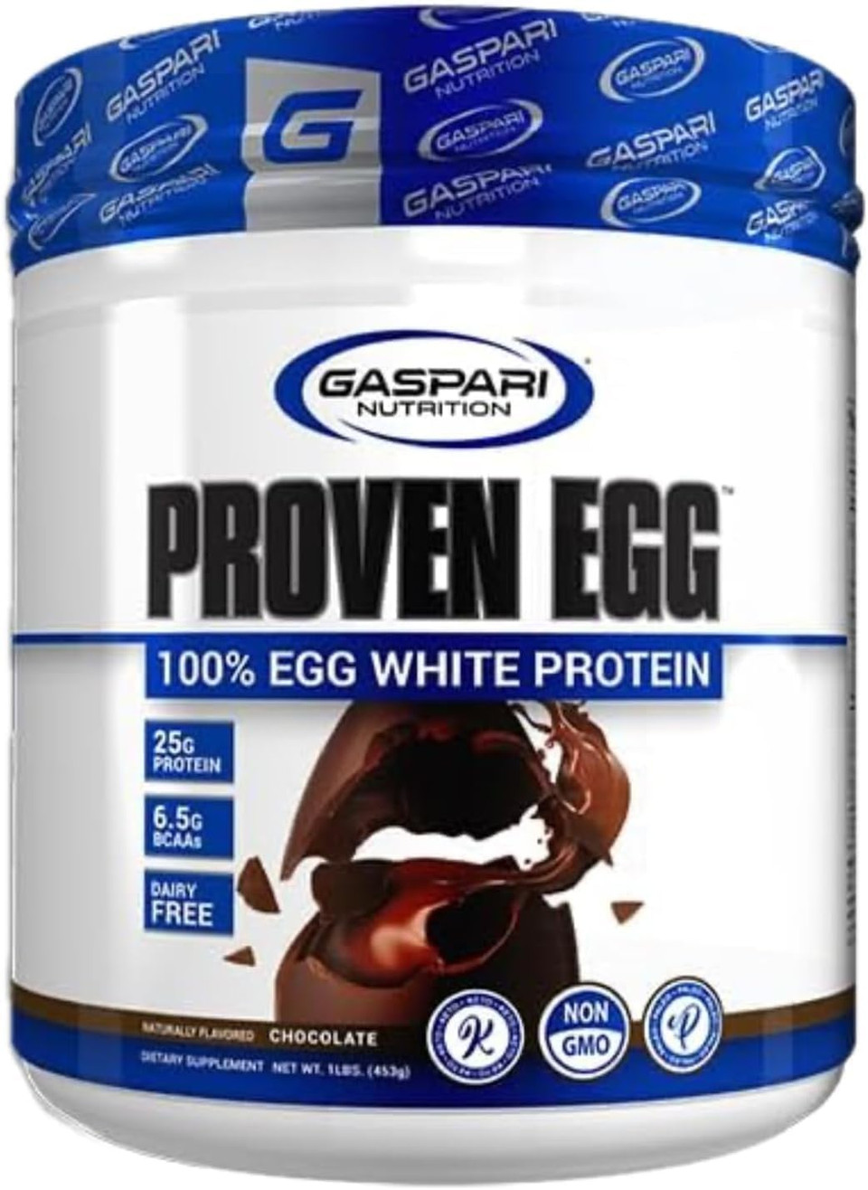 Gaspari Nutrition Proven Egg, 100% Egg White Protein, 25G Protein, Keto Friendly, Dairy And Lactose Free, Soy Free (1Lb, Chocolate)