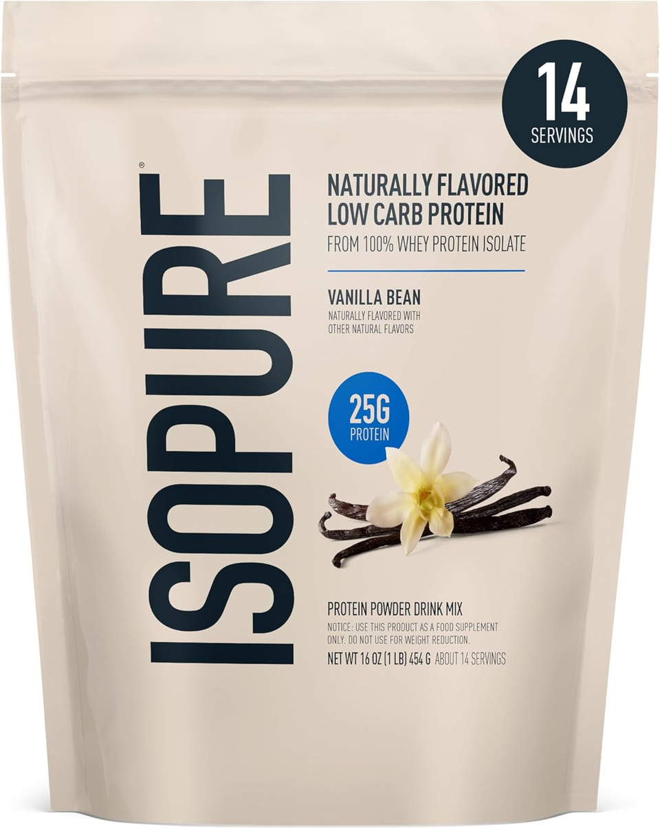 Isopure Protein Powder, Whey Protein Isolate Powder, 25G Protein, Low Carb & Keto Friendly, Naturally Sweetened & Flavored, Flavor: Tahitian Vanilla, 1 Pound