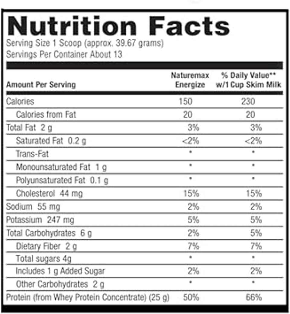 Naturemax Energizetm Whey Protein Powder- Energy Support Meal Replacement - 20G Protein Per Serving - Natural Chocolate Flavor - Kosher Dairy Vitamin - 1.17Lb Naturemax Energizetm Whey Protein Powder- Energy Support Meal Replacement - 20G Protein Per Serving - Natural Chocolate Flavor - Kosher Dairy Vitamin - 1.17Lb