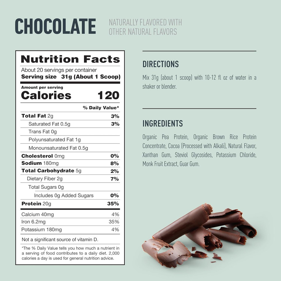 Isopure Plant-Based Protein Powder, Lactose Free, Gluten Free, With Iron, Chocolate, 20G Plant Protein Per Serving, 1.37 Lbs, 20 Servings