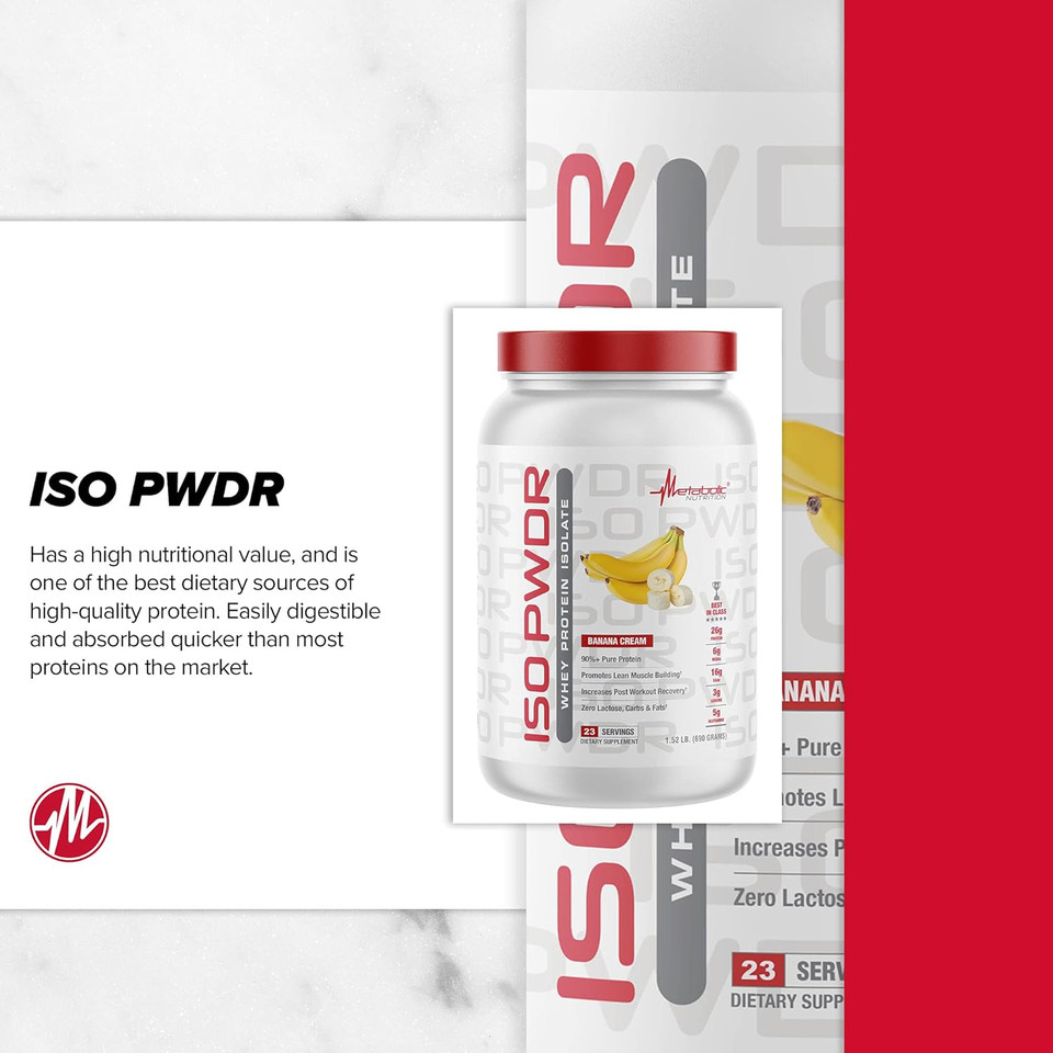 Metabolic Nutrition Whey Protein Isolate Iso Pwdr Peanut Butter Cookie, 1.54Lb, 23 Servings, 26G Protein, Fast Digesting, Zero Carbs, Delicious Flavor, Very Low Carbs & Fat, Zero Lactose