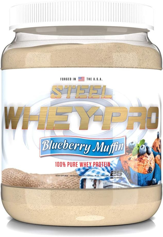 Steel Supplements Whey-Iso | Whey Isolate Protein Powder | Fast Absorbing | Lean Muscle Growth | Easy Digestion | Gluten Free | Low Carb | 25 Serving (Blueberry Muffin)