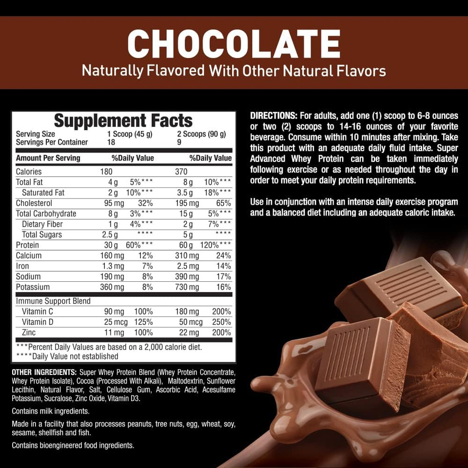 Body Fortress Super Advanced Whey Protein Powder, Chocolate (1.78 Lbs) And Blenderbottle Classic Shaker Bottle (28 Oz), Black