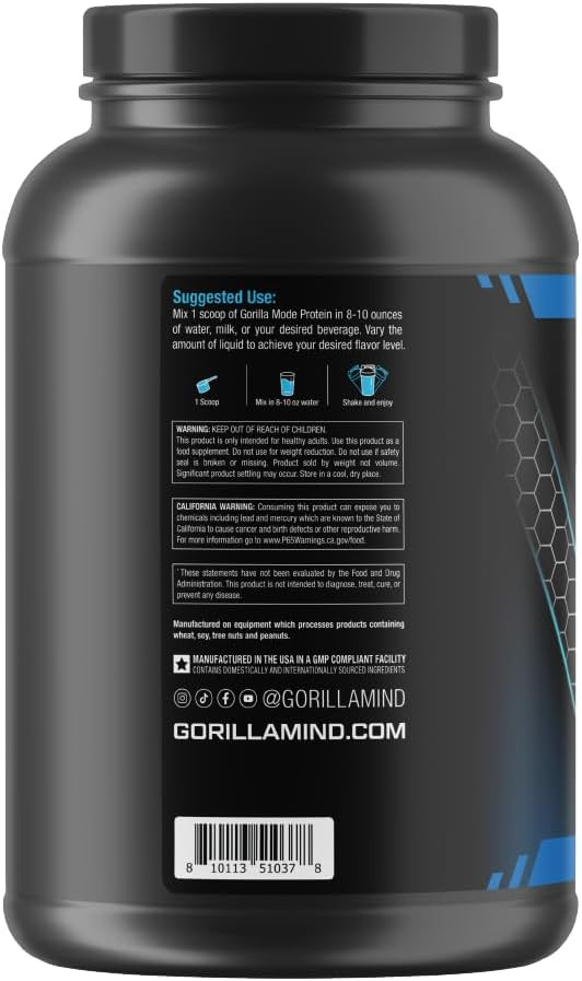 Gorilla Mind Premium Whey Protein - Cookies And Cream, 25 Grams Of Whey Protein Isolate & Concentrate,Recover And Build Muscle (30 Servings)