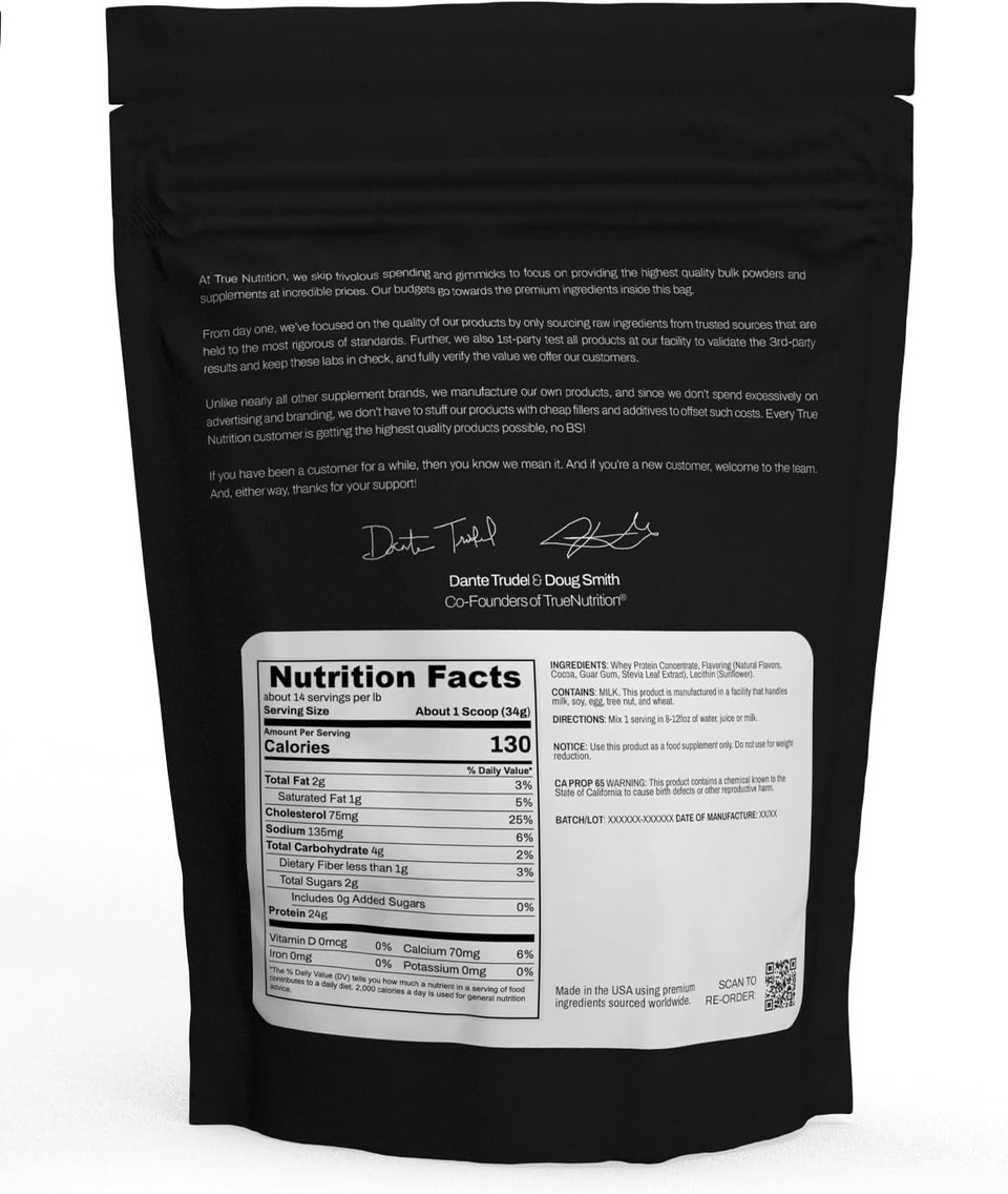 True Nutrition - Whey Protein Concentrate - 100% Whey Protein Powder - Fast Acting Low Carb Powder With Essential Amino Acids - High In Leucine - Chocolate Fudge Brownie - 1Lb