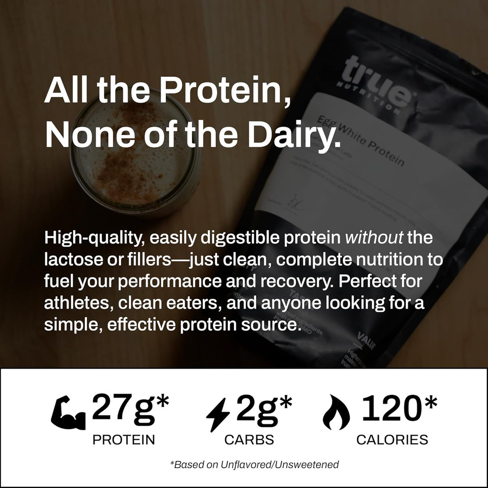 True Nutrition Egg White Protein Powder - 24G Non-Gmo Egg Protein Per Serving - Low Carb, Low Fat, Paleo, Keto, Gluten Free, Dairy Free, Soy Free (French Vanilla, 1Lb)