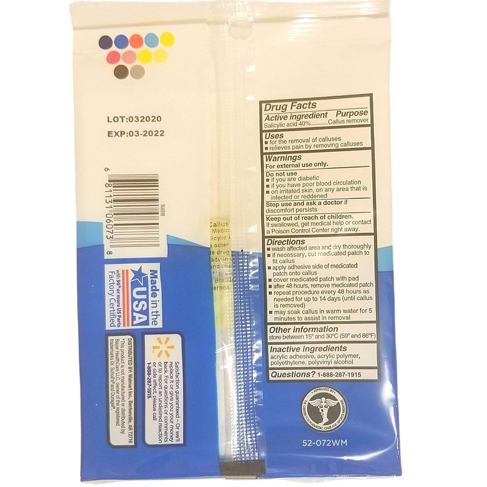 Equate Extra Thick Callus Removers With Salicylic Acid, 4 Pads, 4 Patches; Compare To Dr. Scholl'S