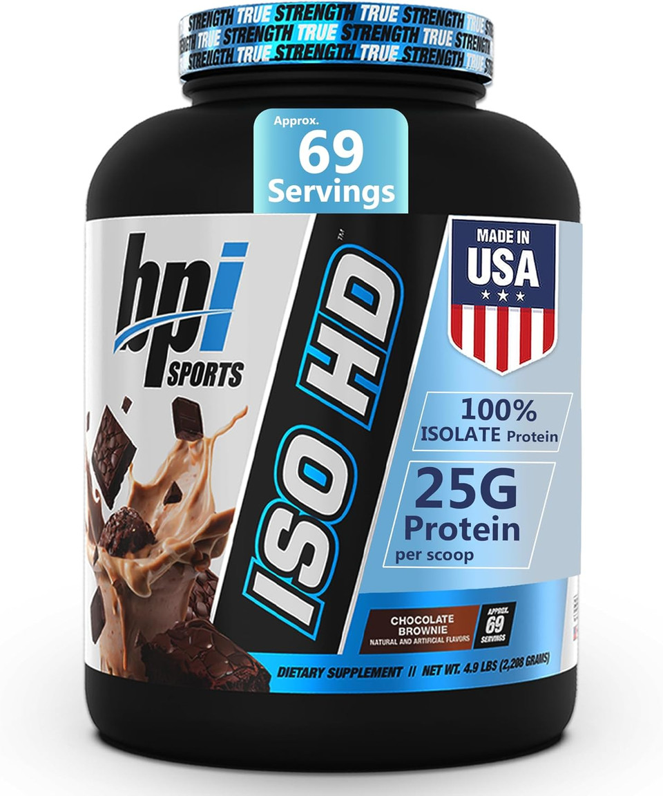 Bpi Sports Iso Hd Isolate Protein Powder  100% Whey Isolate, Protein Powder For Muscle Gain - Chocolate Brownie - 1.6 Lb - 23 Servings