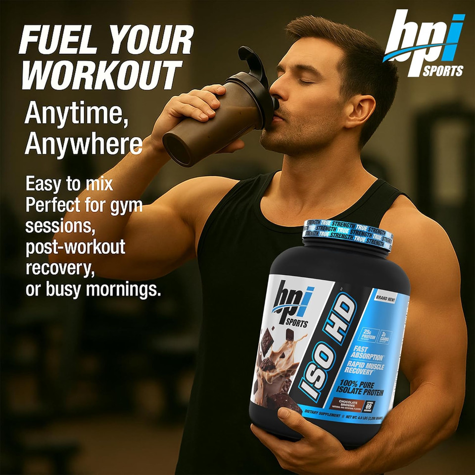 Bpi Sports Iso Hd Isolate Protein Powder  100% Whey Isolate, Protein Powder For Muscle Gain - Chocolate Brownie - 1.6 Lb - 23 Servings