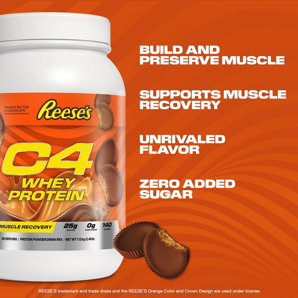 Cellucor C4 Whey Protein Powder, Hershey'S Chocolate - 25G Protein, 0G Added Sugar, 130 Calories Per Serving, Supports Muscle Recovery, 28 Servings, Premium Whey For Post-Workout
