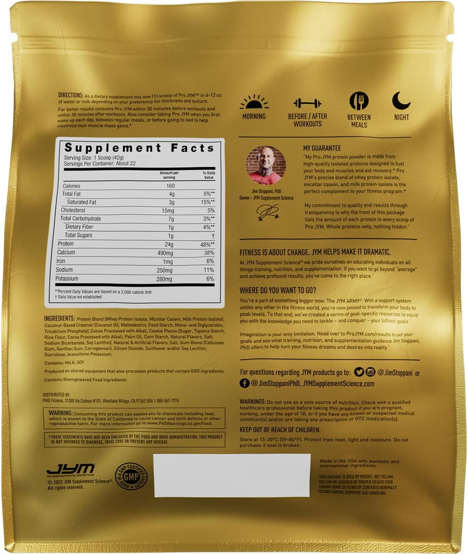 Jym Supplement Science Pro Jym Chocolate Cookie Crunch Protein Powder - Whey Protein Isolates, Casein, & Milk Protein, Lean Muscle Building For Men & Women, 22 Servings