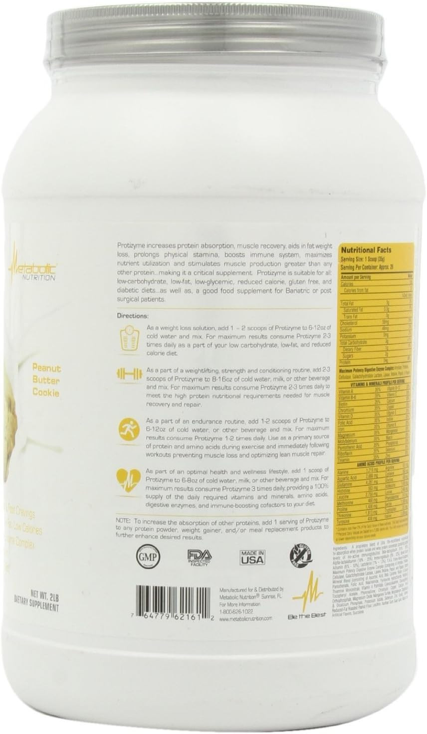 Metabolic Nutrition Protizyme, Standard Whey Protein Powder Peanut Butter Cookie - 2Lb