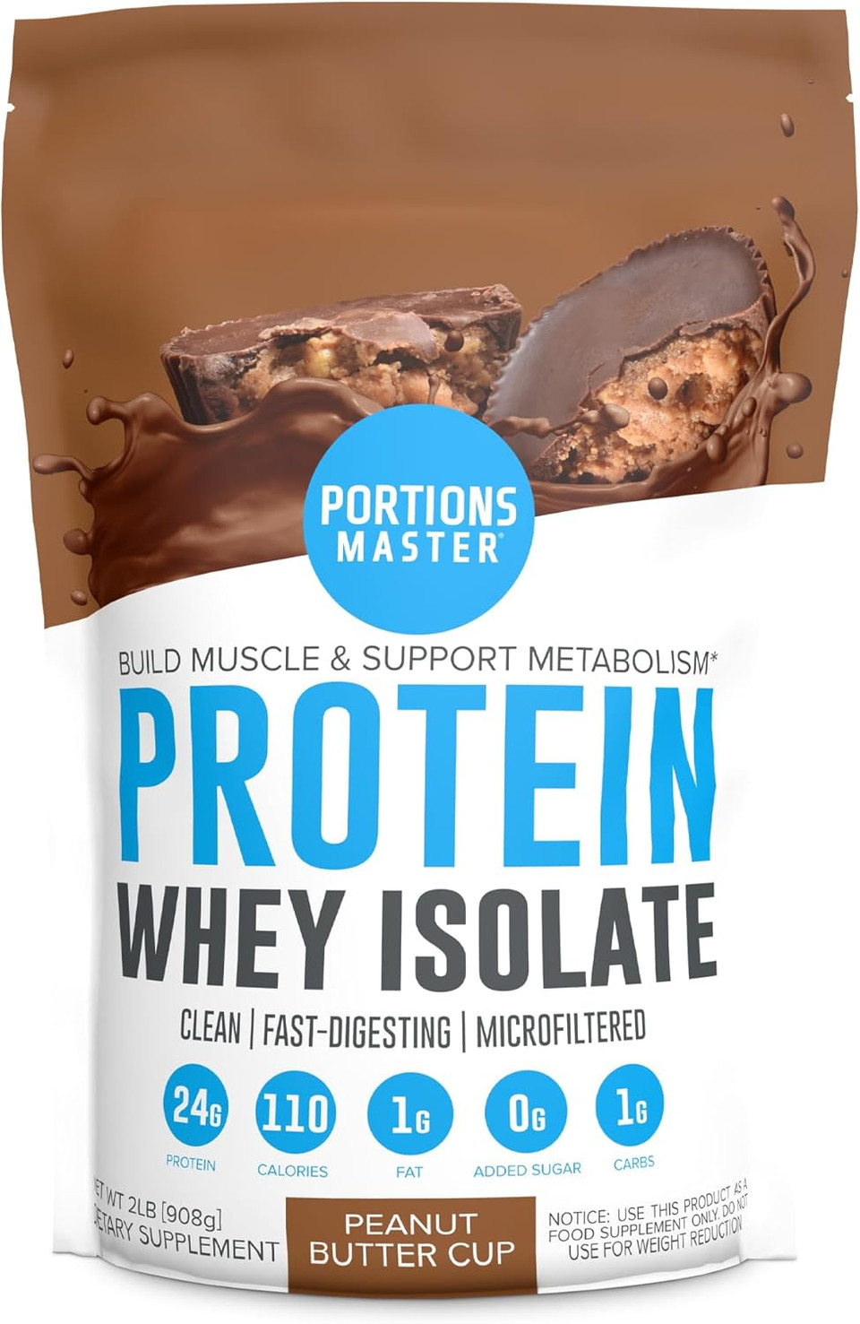 Cfm Whey Isolate Protein Powder, 2 Lb, 23G Low Carb, Low Fat, Cold-Processed, Fast Absorbing, Muscle Growth & Recovery Support (Peanut Butter Cup)