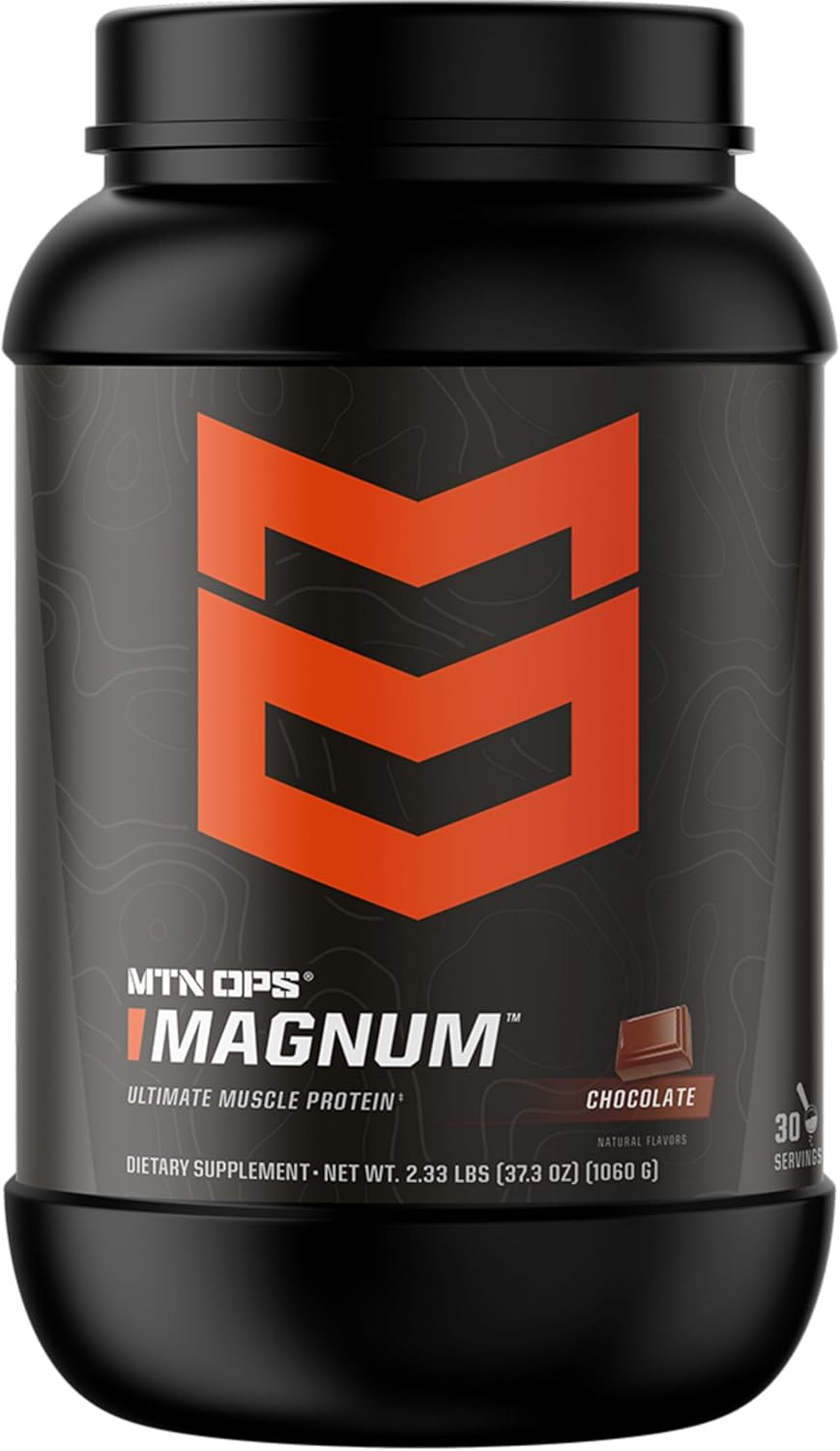 Mtn Ops Magnum Peanut Butter Chocolate Protein Powder | 23G Of Whey Isolate Protein & Milk Protein With Bcaas | Zero Sugar & Gluten Free | Peanut Butter Chocolate, 30 Servings