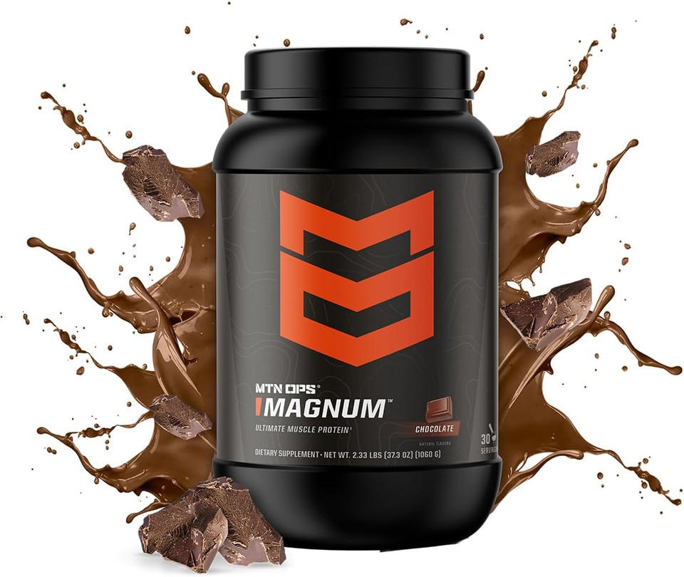Mtn Ops Magnum Peanut Butter Chocolate Protein Powder | 23G Of Whey Isolate Protein & Milk Protein With Bcaas | Zero Sugar & Gluten Free | Peanut Butter Chocolate, 30 Servings