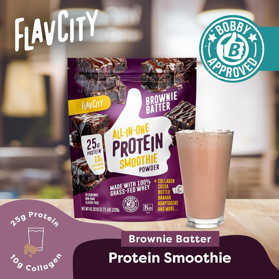 Flavcity Vegan Protein Powder - Chocolate Peanut Butter - 20G Almond, Plant Based Protein Powder - Dairy-Free Shake - With Organic Fruit, Reishi & Cordecyps Mushrooms - No Blender Needed (15 Servings)