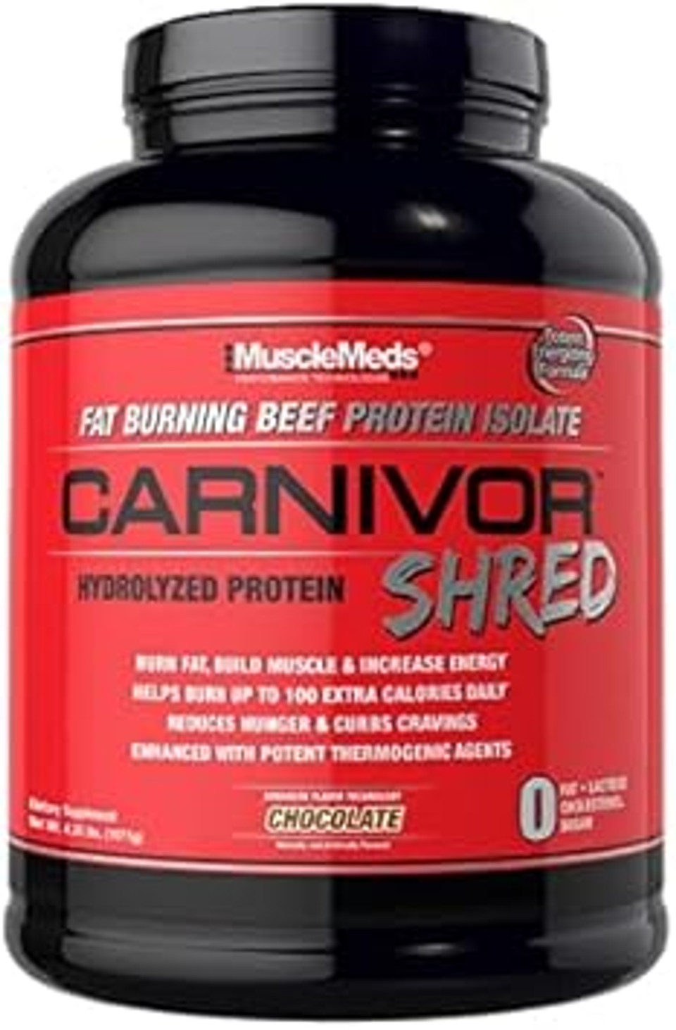 Musclemeds Carnivor Shred Fat Burning Hydrolized Beef Protein Isolate, 0 Lactose, 0 Sugar, 0 Fat, Halal Certified, Vanilla Caramel, 4 Pound, 56 Servings