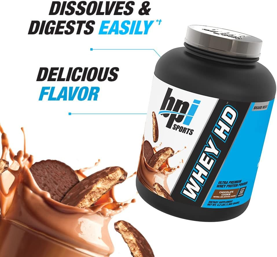 Bpi Sports Whey Hd Ultra Premium Protein Powder Isolate | Workout Whey Protein Powder For Men & Women For Muscle Gain | Milk Protein Concentrates | Milk And Cookies, 4.07 Pound