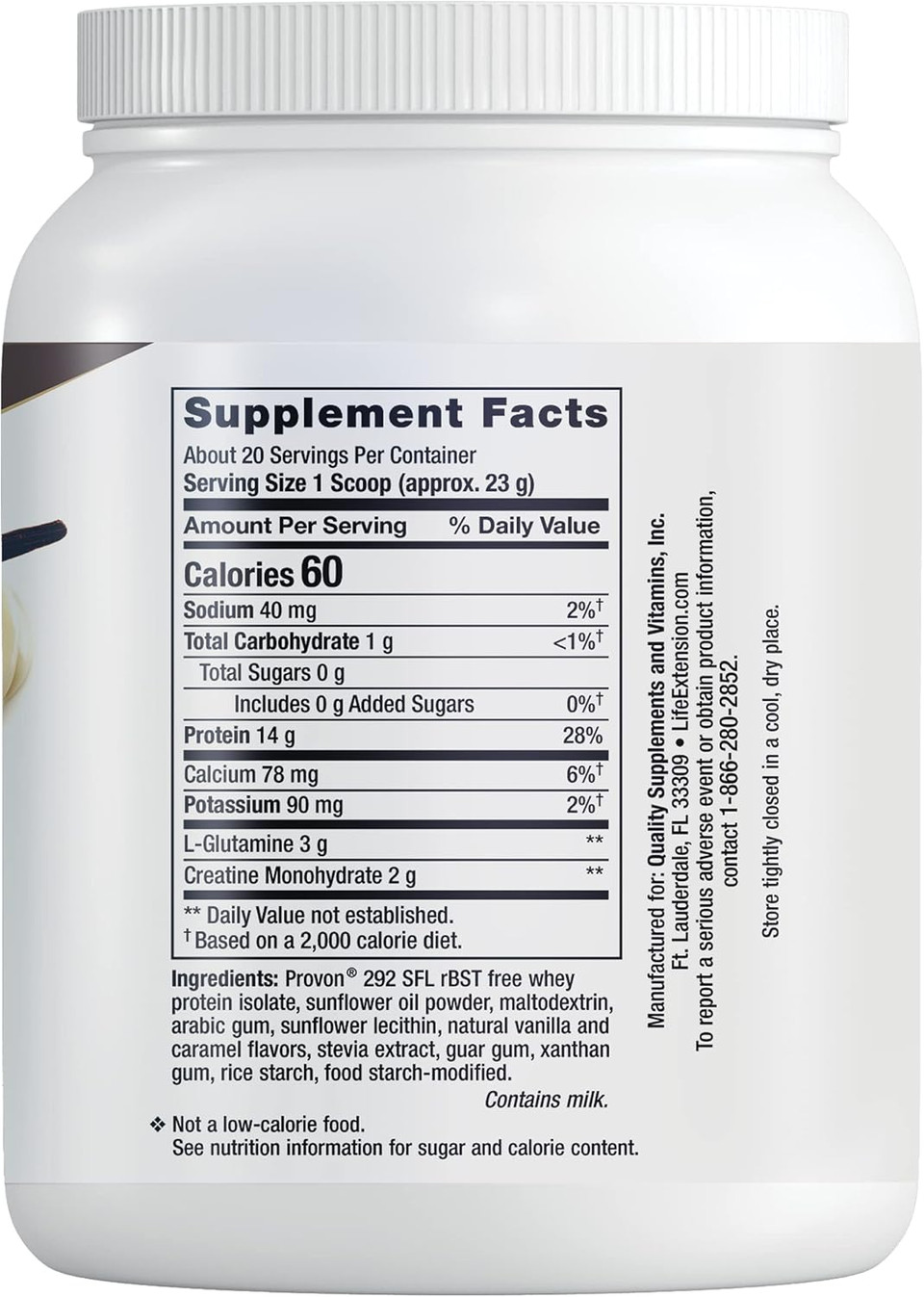 Life Extension Wellness Code® Whey Protein Isolate (Vanilla), Protein And Branched-Chain Amino Acids For Muscle Growth & Immune Health, No Sugar Added, Gluten Free, Non-Gmo, 403 Grams (20 Servings)