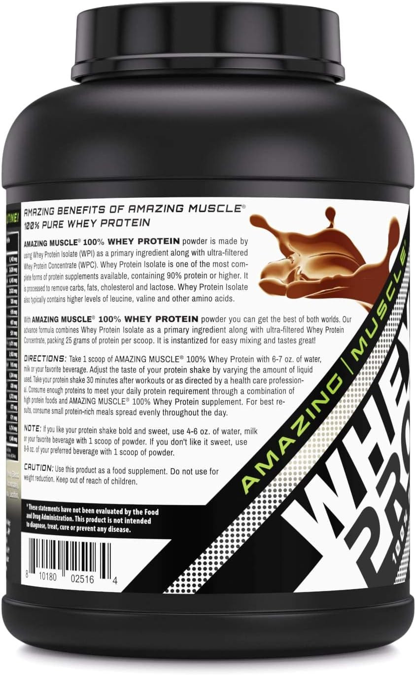 Amazing Muscle 100% Whey Protein Powder *Advanced Formula With Whey Protein Isolate Along With Ultra Filtered Whey Protein Concentrate (Cookie & Cream, 5 Lb)