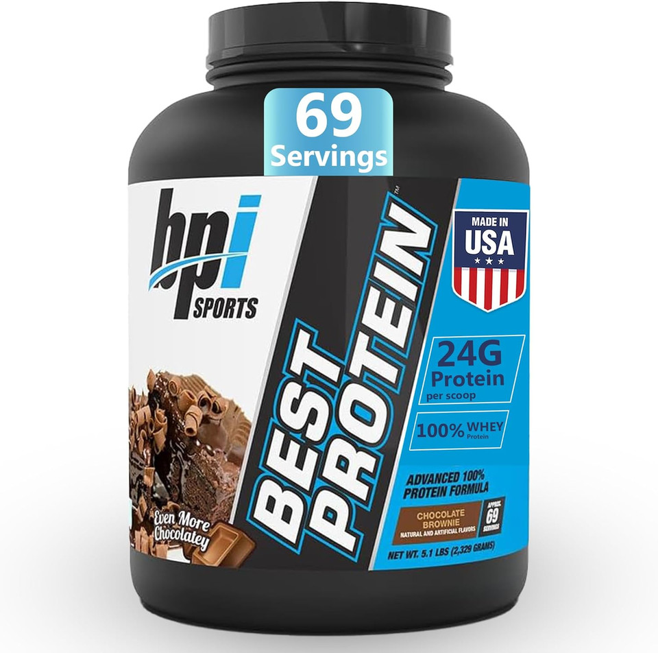 Bpi Sports Best Protein  100% Whey Protein Powder  Muscle Growth, Recovery, Meal Replacement  No Fillers, Gluten Free  Best Protein Powder For Men & Women | Chocolate Brownie  5.1 Pounds