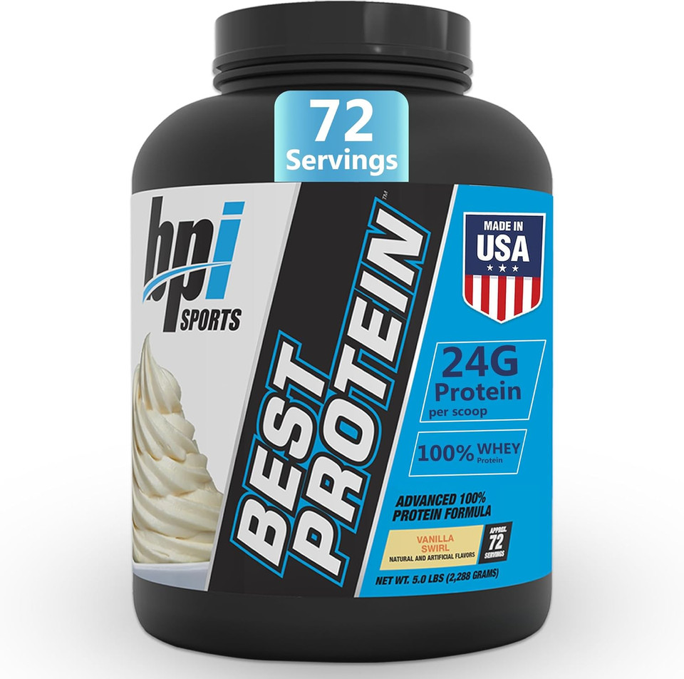 Bpi Sports Best Protein  100% Whey Protein Powder  Muscle Growth, Recovery, Meal Replacement  No Maltodextrin, No Fillers, Gluten Free  For Men & Women | Strawberries And Cream  5.2 Pounds