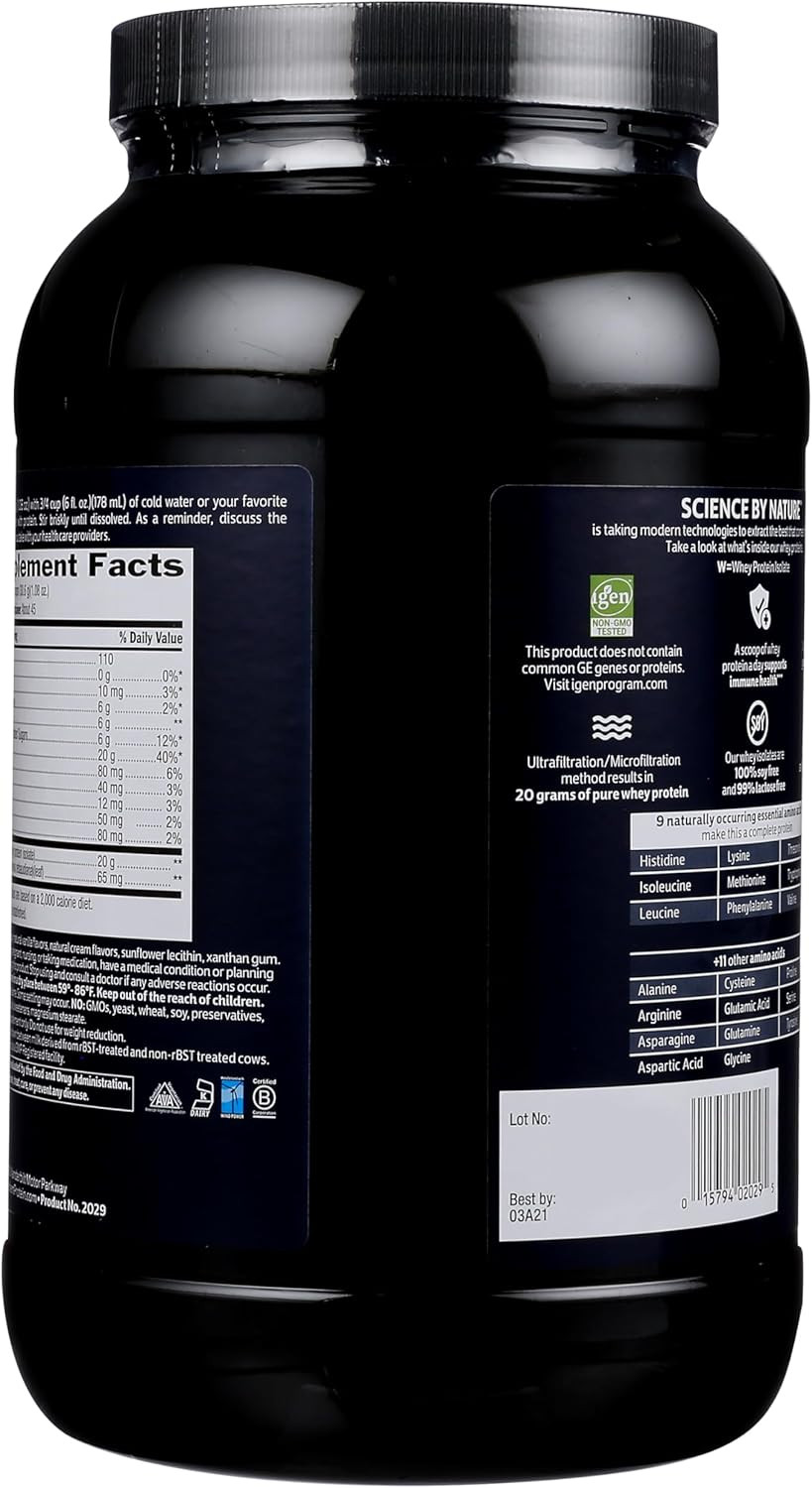 Biochem 100% Whey Isolate Protein Powder, Vanilla Flavor, 20G Grass-Fed Protein, Keto Friendly, Gluten Free, Easily Digestible, Vegetarian, 48.5 Oz, 45 Servings