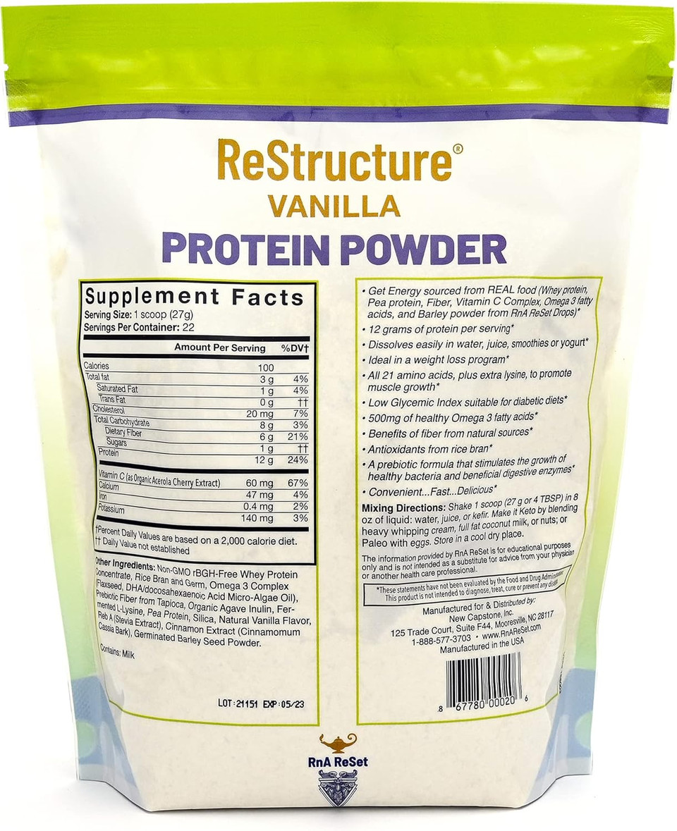 Rna Reset - Restructure Protein Powder, Keto, Paleo Formula, 1G Sugar, 1G Net Carb, Only 80 Calories Per Serving. Creamy Vanilla, Non Gmo - By Dr. Carolyn Dean Rna Reset - Restructure Protein Powder, Keto, Paleo Formula, 1G Sugar, 1G Net Carb, Only 80 Calories Per Serving. Creamy Vanilla, Non Gmo - By Dr. Carolyn Dean