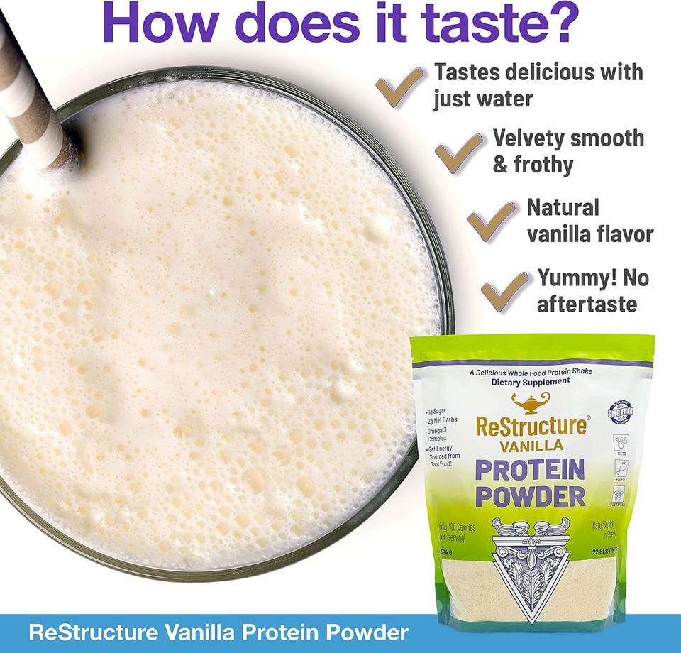 Rna Reset - Restructure Protein Powder, Keto, Paleo Formula, 1G Sugar, 1G Net Carb, Only 80 Calories Per Serving. Creamy Vanilla, Non Gmo - By Dr. Carolyn Dean Rna Reset - Restructure Protein Powder, Keto, Paleo Formula, 1G Sugar, 1G Net Carb, Only 80 Calories Per Serving. Creamy Vanilla, Non Gmo - By Dr. Carolyn Dean