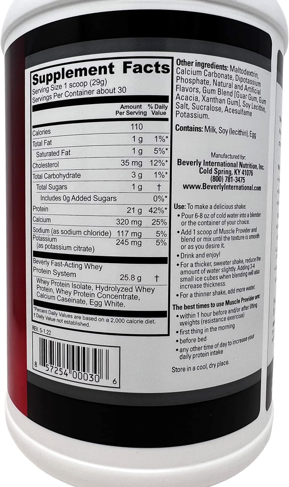 Beverly International Muscle Provider, 30 Servings, Chocolate. Super-Fast-Absorbing Whey Protein Powder For Recovery, Lean Muscle. Fills Your Muscles, Not Your Stomach. Tastes Like Ice Cream