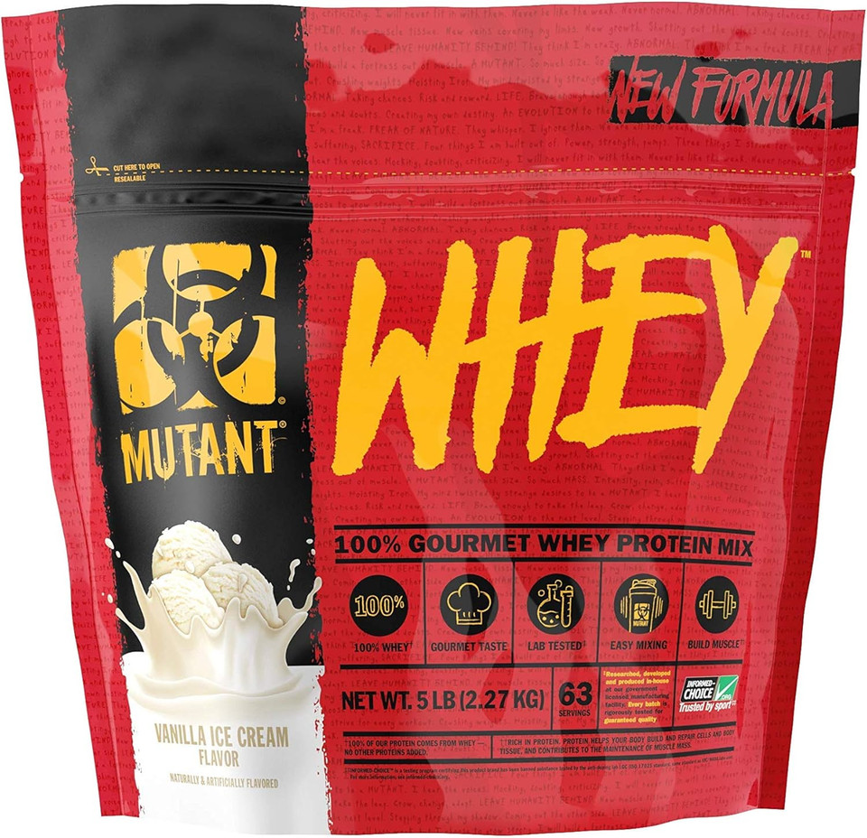 Mutant Whey  100% Whey Protein Powder Shake, Gourmet Taste, 22G Of Protein, Fast Absorbing, Easy Digesting, 5Lbs - Vanilla Ice Cream