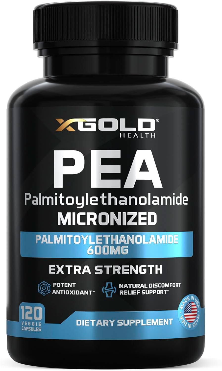 Palmitoylethanolamide Pea Supplement 600 Mg | Micronized Pea 99% Highly Purified And Bioavailable | Made In Usa | Supplement For Men And Women - 120 Capsules