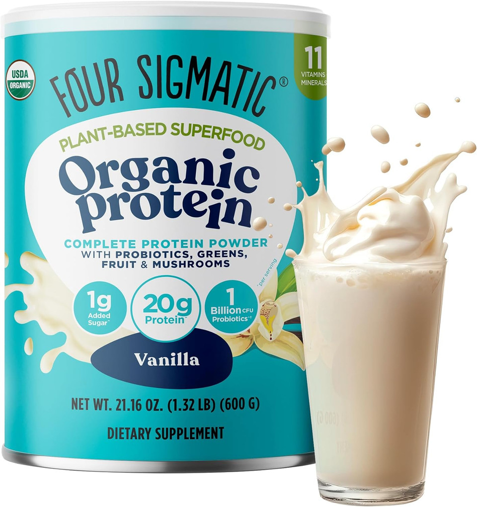 Four Sigmatic Organic Plant-Based Protein Powder Unflavored Protein With LionS Mane, Chaga, Cordyceps And More | Clean Vegan Protein Elevated For Brain Function And Immune Support | 16.9 Oz