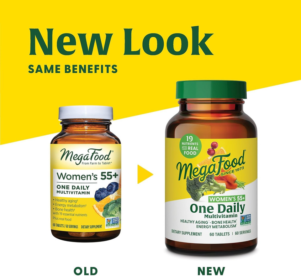 Megafood Women'S 55+ One Daily Multivitamin For Women - With Vitamin A, C, D3 & E For Optimal Aging Support - Plus Real Food - Bone & Immune Support Supplement - Vegetarian - 60 Tabs
