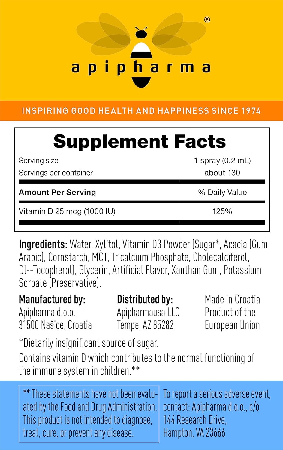 Children'S Vitamin D3 Supplement Spray - Easy To Use D3 Spray For Kids - Natural Multivitamin Spray With Immune Support, Pharmacist Developed (130 Sprays)