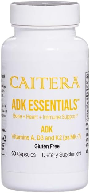Adk Essentials | Vitamin A, D, K (As Mk-7) Dietary Supplement For Bone + Heart + Immunity | Supports Bone Density/Integrity; Calcium Utilization; And Cardiovascular System | Vegan 60 Capsules