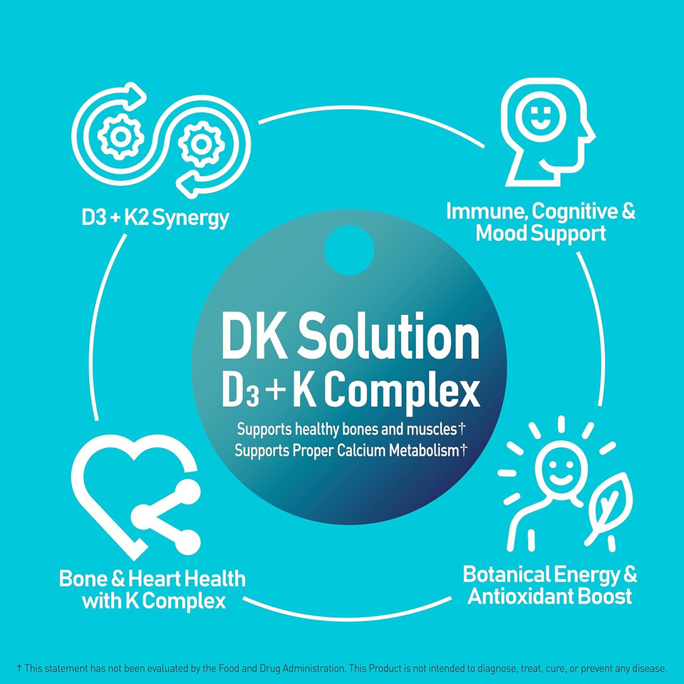Dk Solution Vitamin D3 2000 Iu (50 Mcg) + K Complex - Dietary Supplement For Bone, Muscle And Immune Health Support - 120 Softgels, 120 Day Supply