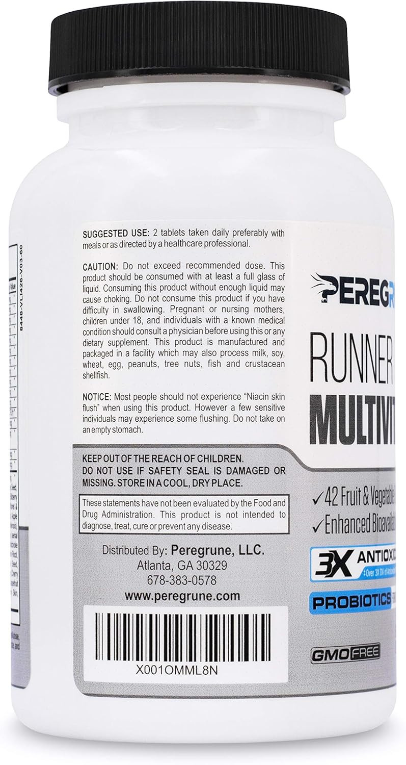 Runner Multivitamin  Engineered Vitamin With Antioxidants For Health/Running Recovery  Complete B Complex For Endurance, Energy  Probiotics, Whole Foods  Certified Running Supplements