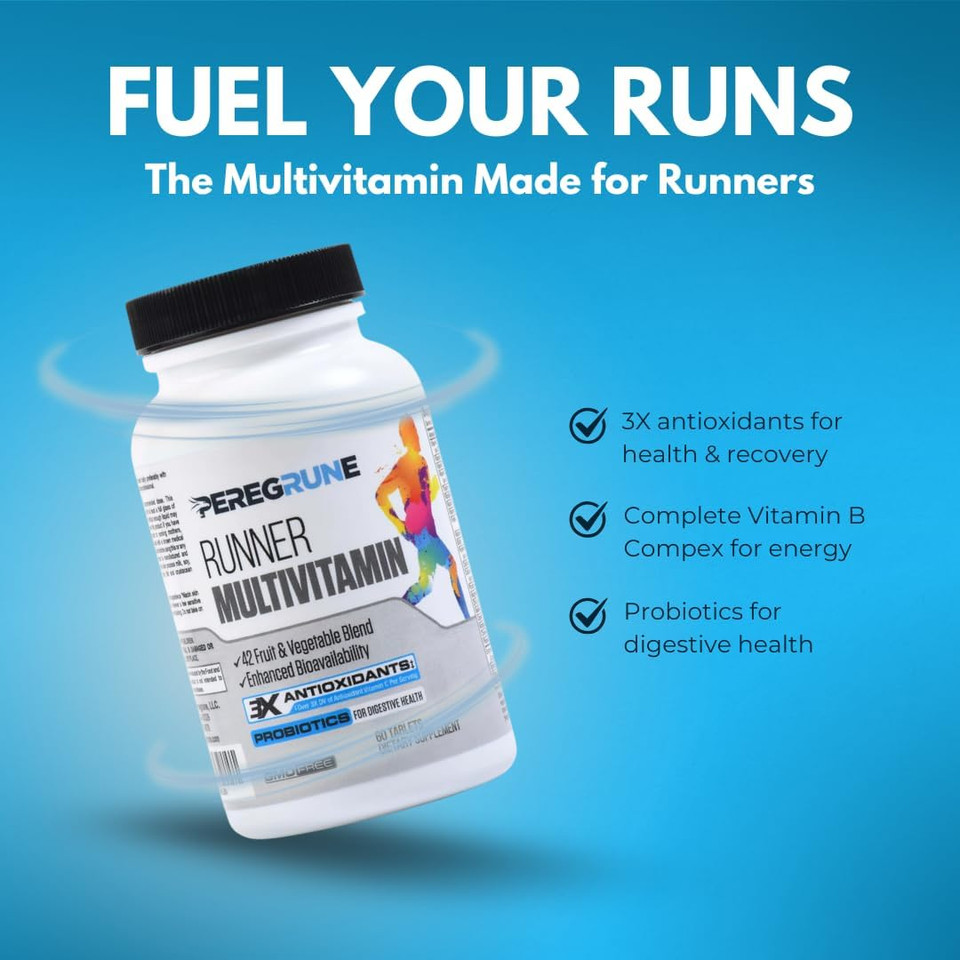 Runner Multivitamin  Engineered Vitamin With Antioxidants For Health/Running Recovery  Complete B Complex For Endurance, Energy  Probiotics, Whole Foods  Certified Running Supplements