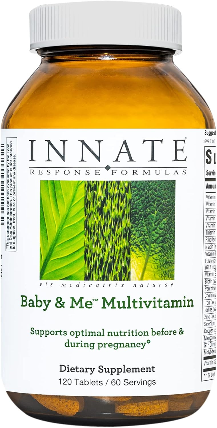 Innate Response Formulas Baby & Me Multivitamin - Prenatal And Postnatal Vitamin With Folate, Choline, And Vitamins B12 And D3 - Vegetarian, Non-Gmo, And Gluten-Free - 60 Tablets (30 Servings)