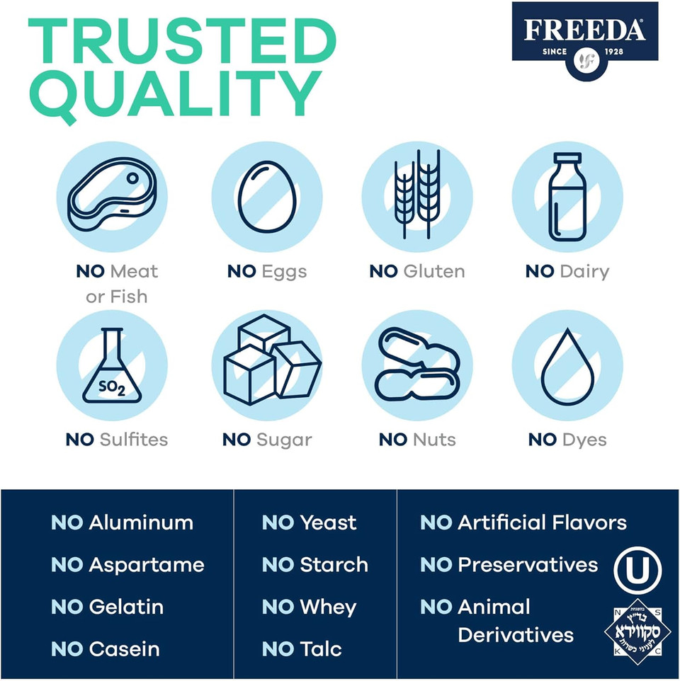 Freeda Vegan Vitamin C 500Mg  Kosher Immune Support & Antioxidant  Helps Maintain Healthy Skin & Hair, Supports Iron Absorption  No Gluten, No Lactose, No Artificial Flavor Or Color  250 Tablets