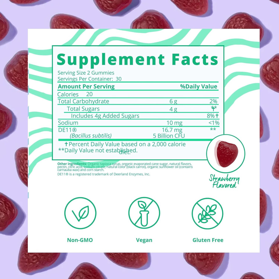 Baby Blues Probiotic Gummies For Women  Organic Strawberry Flavor  Gut, Immune, Skin & Vaginal Health  5 Billion Cfu De111®  Vegan Daily Supplement For Moms  Pre/Postnatal Support