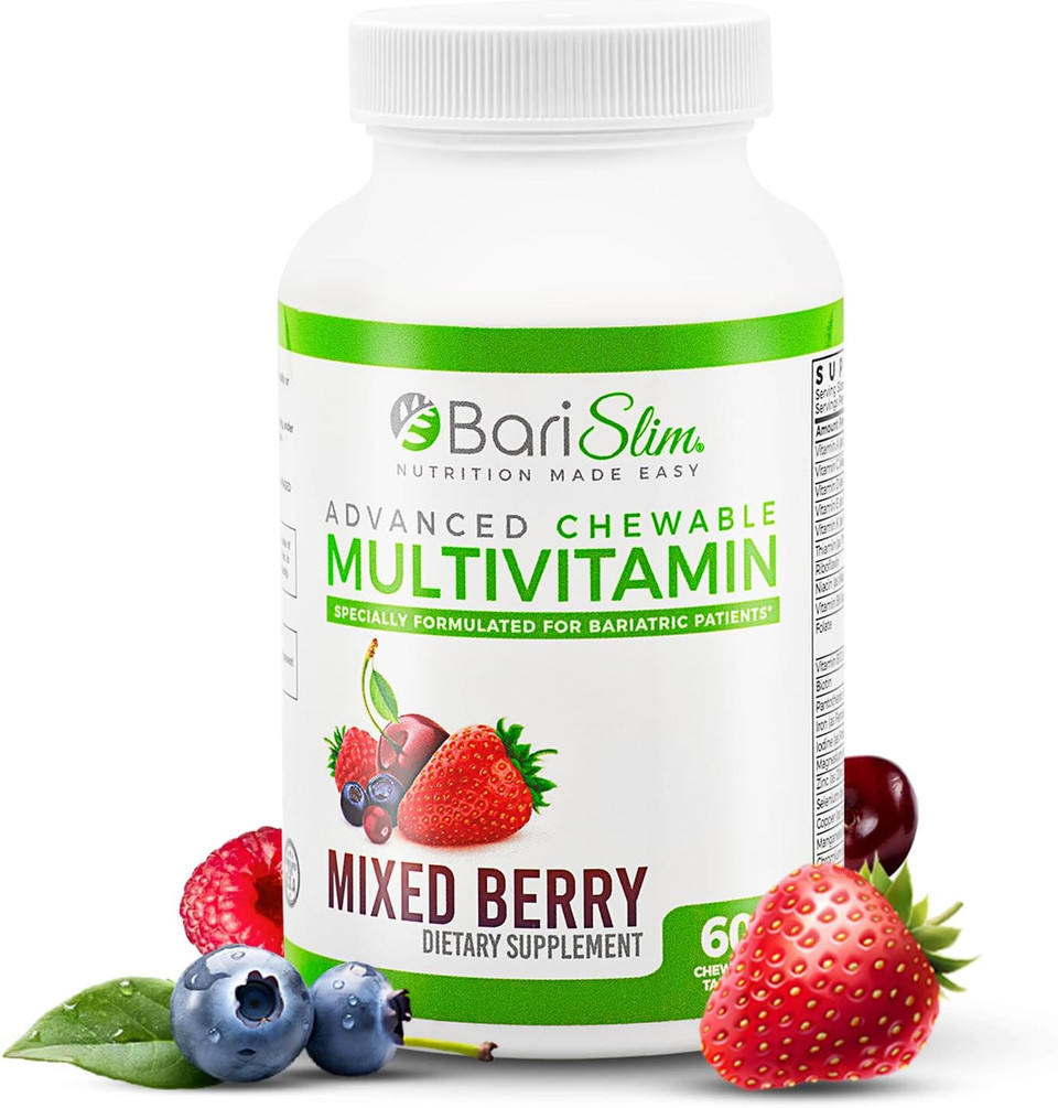 Barislim Advanced Chewable Bariatric Multivitamin Tablets - Bariatric Vitamin And Supplement For Post Bariatric Surgery Including Gastric Bypass And Gastric Sleeve | Wild Cherry (60 Count)