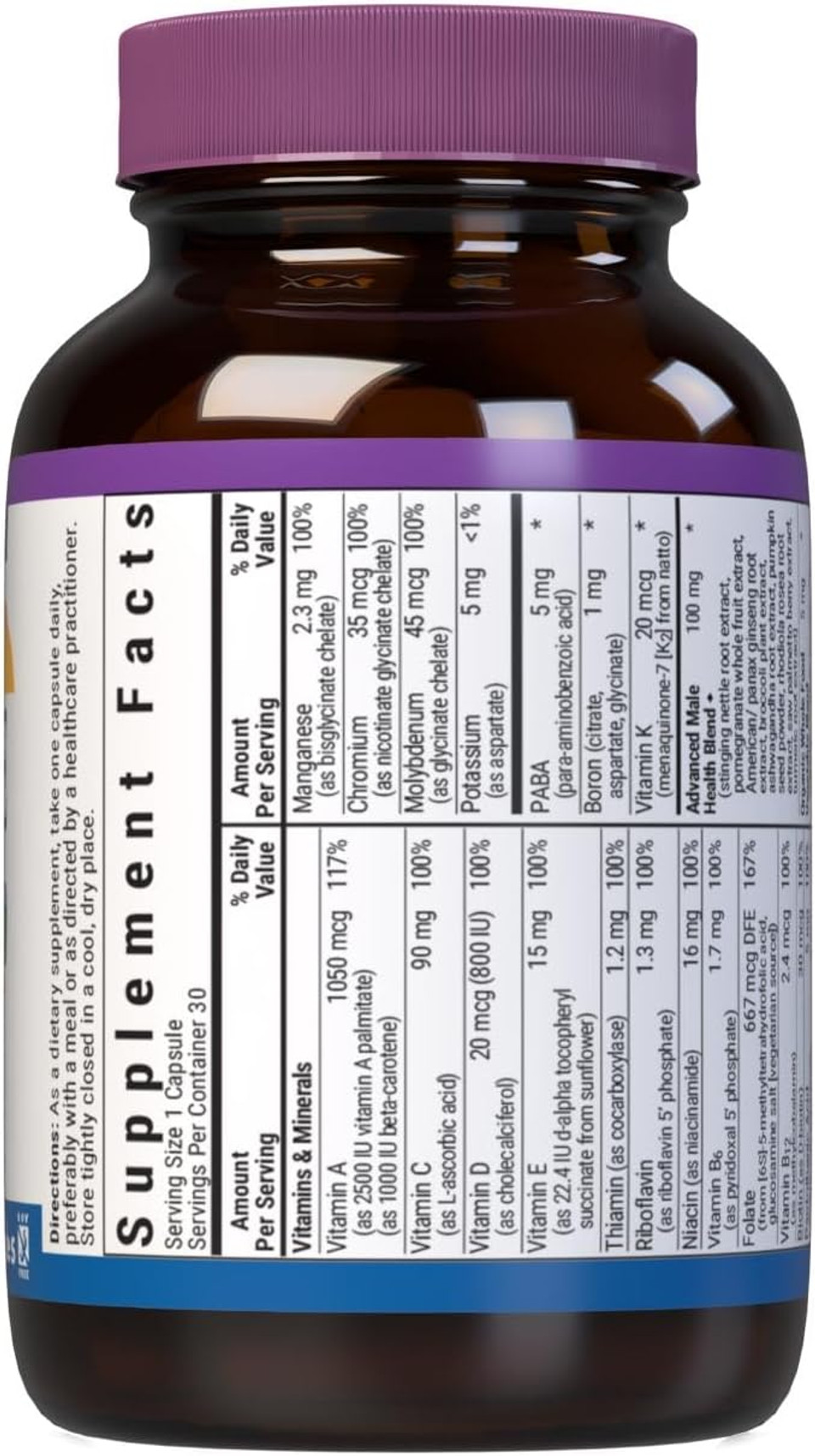 Bluebonnet Nutrition One For Men Whole Food-Based Multiple, Daily Nutrition*, Non-Gmo, Vegetarian Friendly, Kosher, Gluten-Free, Soy-Free, Dairy-Free, Iron Free, 30 Vegetable Capsules, 30 Servings Bluebonnet Nutrition One For Men Whole Food-Based Multiple, Daily Nutrition*, Non-Gmo, Vegetarian Friendly, Kosher, Gluten-Free, Soy-Free, Dairy-Free, Iron Free, 30 Vegetable Capsules, 30 Servings