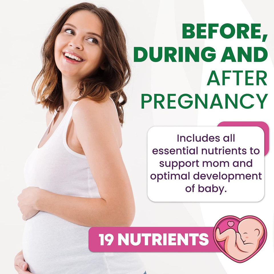 Prenatal Vitamins For Women - Multivitamin With Dha, Folic Acid, Vitamin C, B12, Iron & Omega-3 - Before, During & Post Pregnancy Supplement For Healthy Growth & Brain Development - 120 Softgels